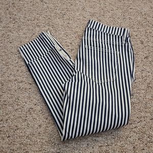 Current Elliot Striped Straight Leg Cropped Zippered Hem Jeans Size 26